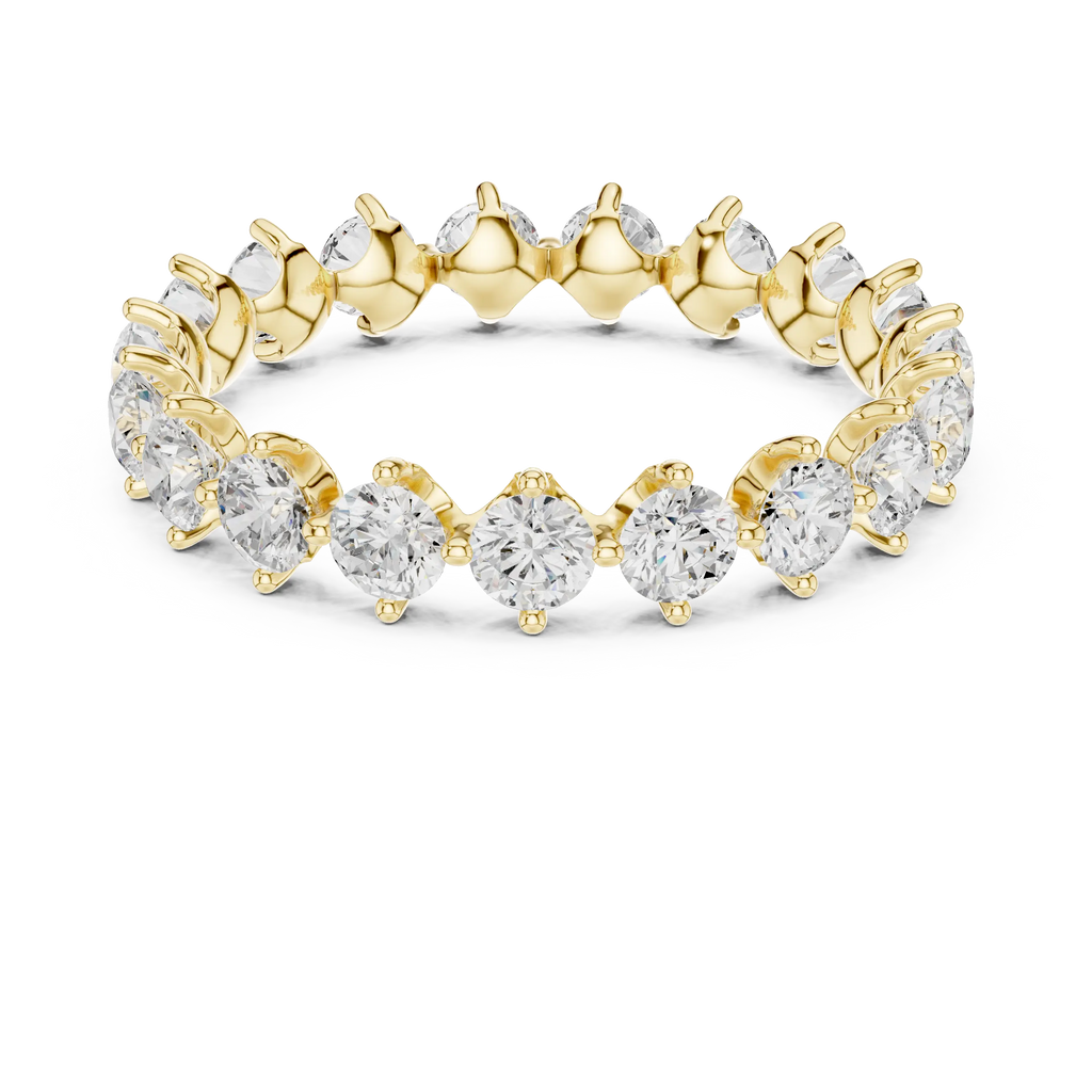 14K Rose Gold Round Moissanite Diamond U-Prong Eternity Ring