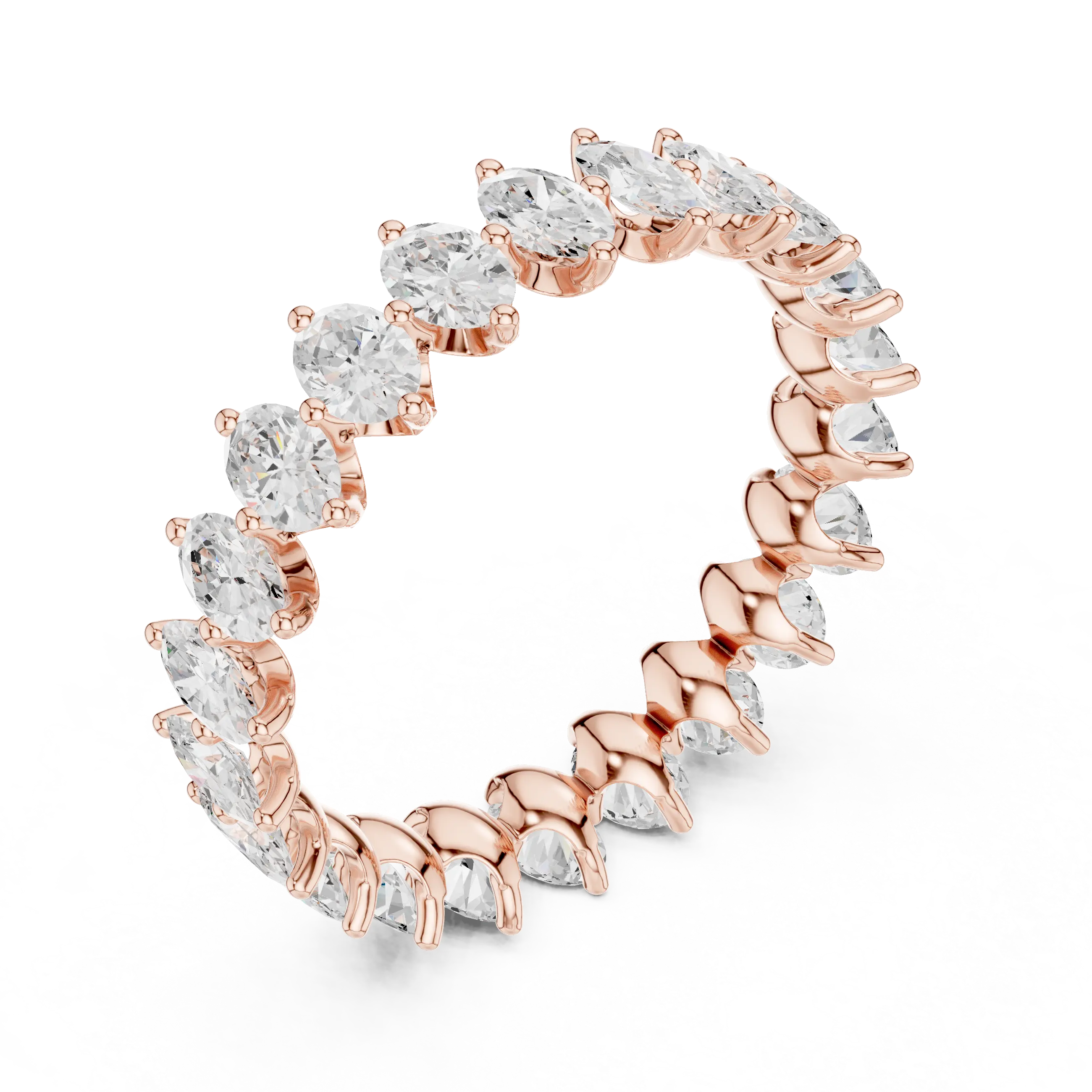 14K White Gold Oval Shape Lab Grown Diamond Eternity Ring