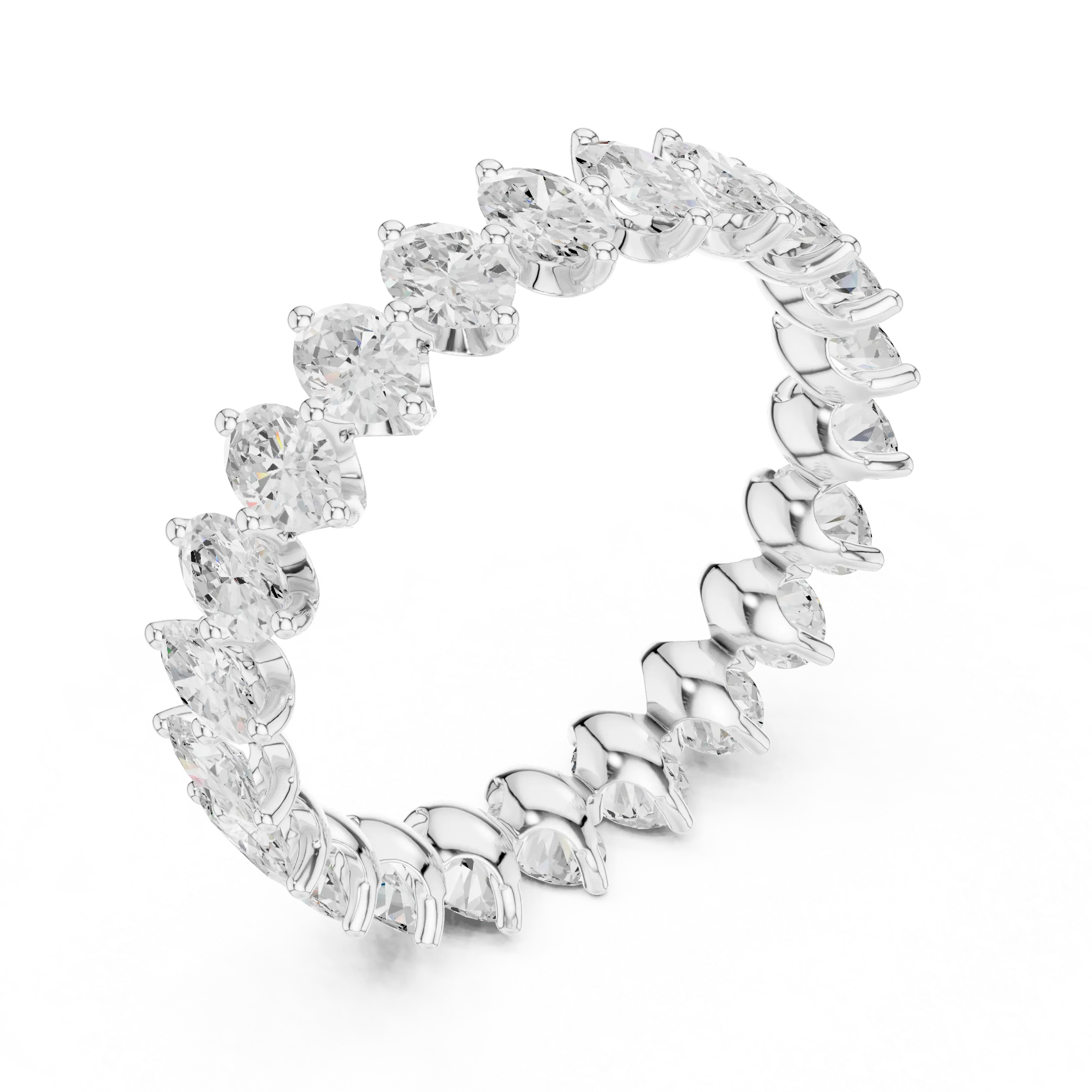 14K White Gold Oval Shape Lab Grown Diamond Eternity Ring