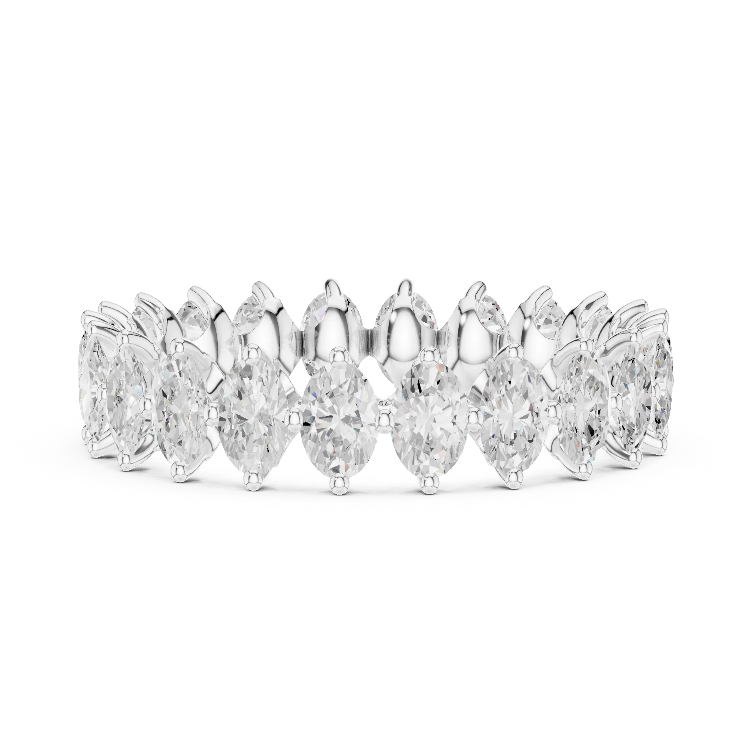 14K White Gold Oval Shape Lab Grown Diamond Eternity Ring