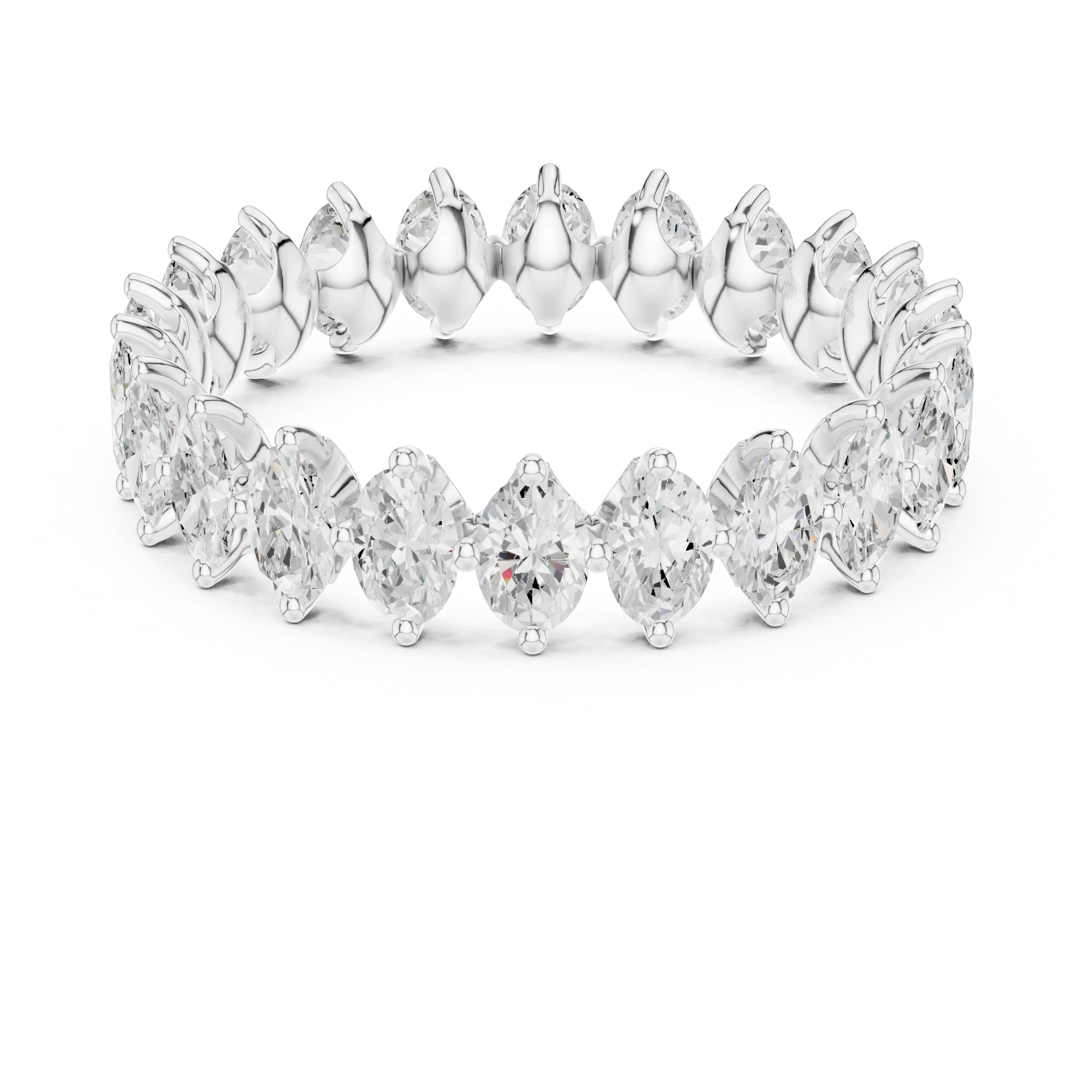 14K White Gold Oval Shape Lab Grown Diamond Eternity Ring