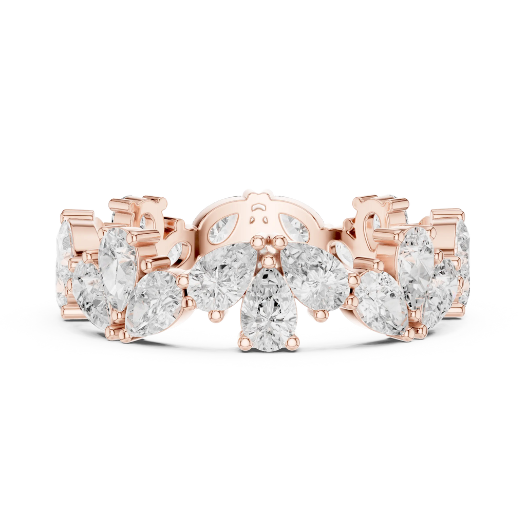 14K White Gold Pear Shape Diamond Cluster Eternity Ring