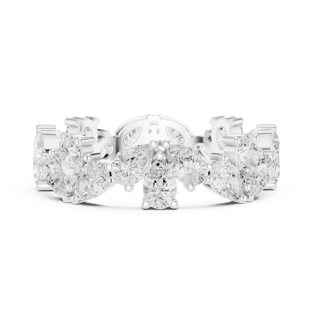 14K White Gold Pear Shape Diamond Cluster Eternity Ring