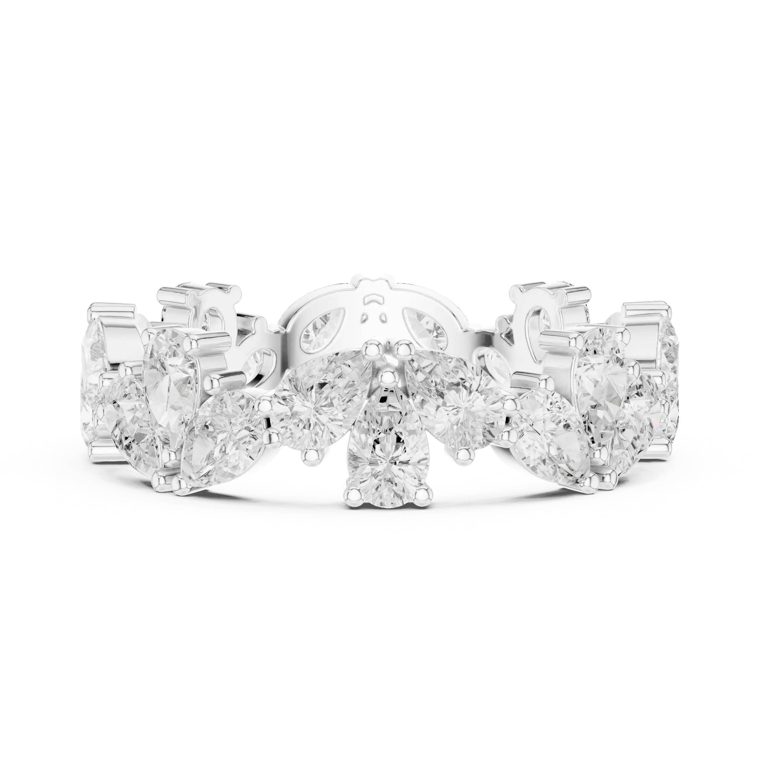 14K White Gold Pear Shape Diamond Cluster Eternity Ring