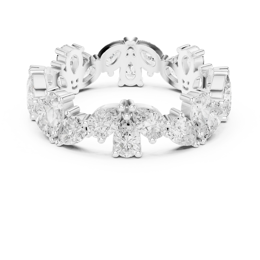 14K White Gold Pear Shape Diamond Cluster Eternity Ring