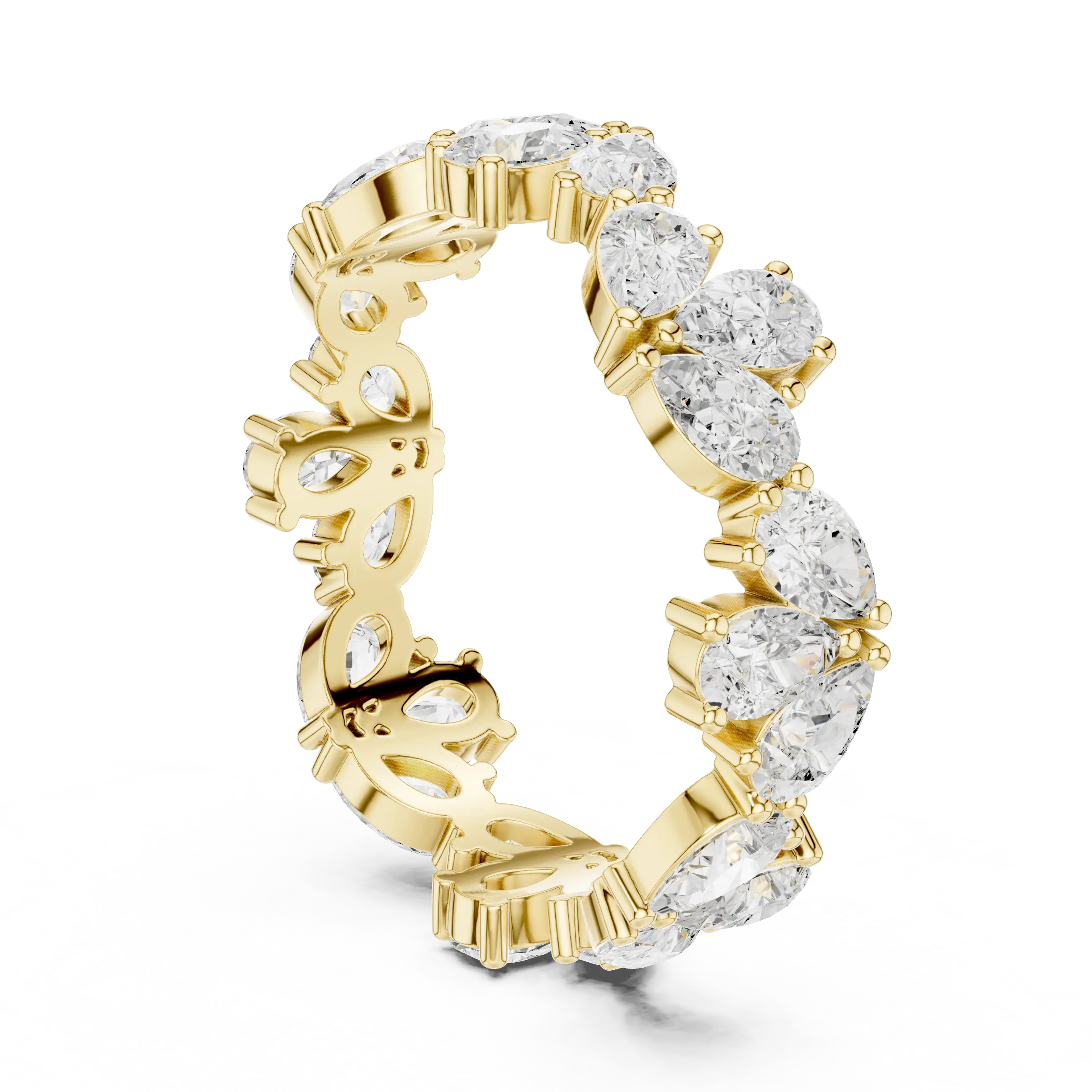 14K White Gold Pear Shape Diamond Cluster Eternity Ring