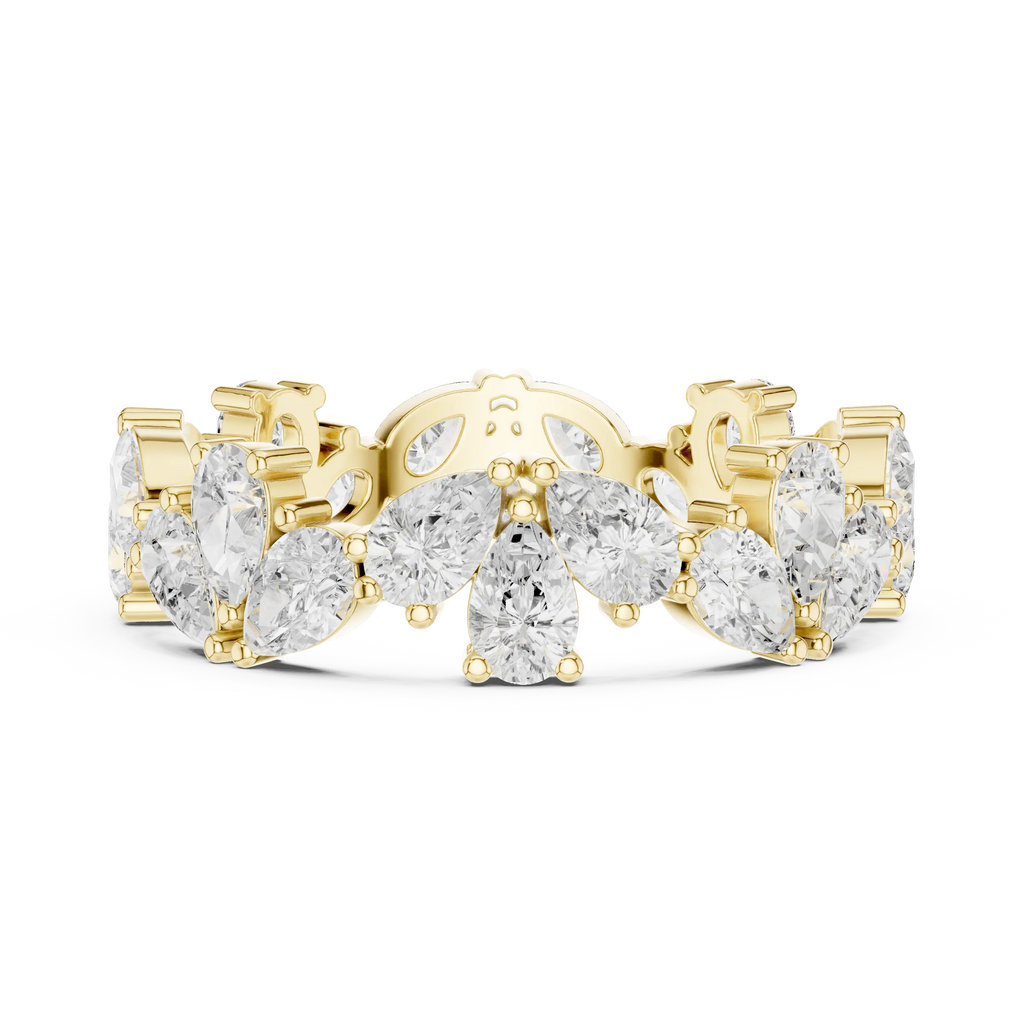 14K White Gold Pear Shape Diamond Cluster Eternity Ring