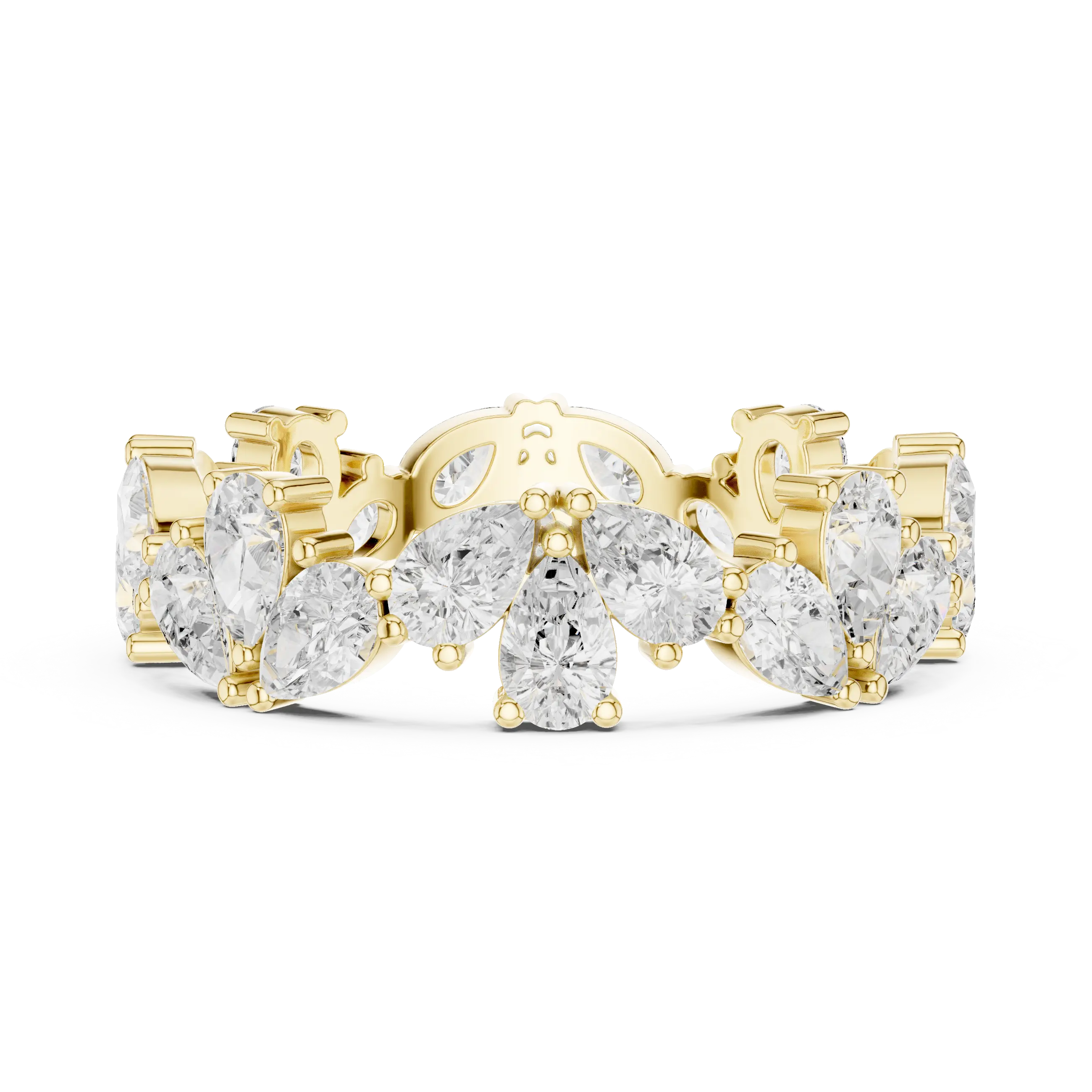 14K White Gold Pear Shape Diamond Cluster Eternity Ring
