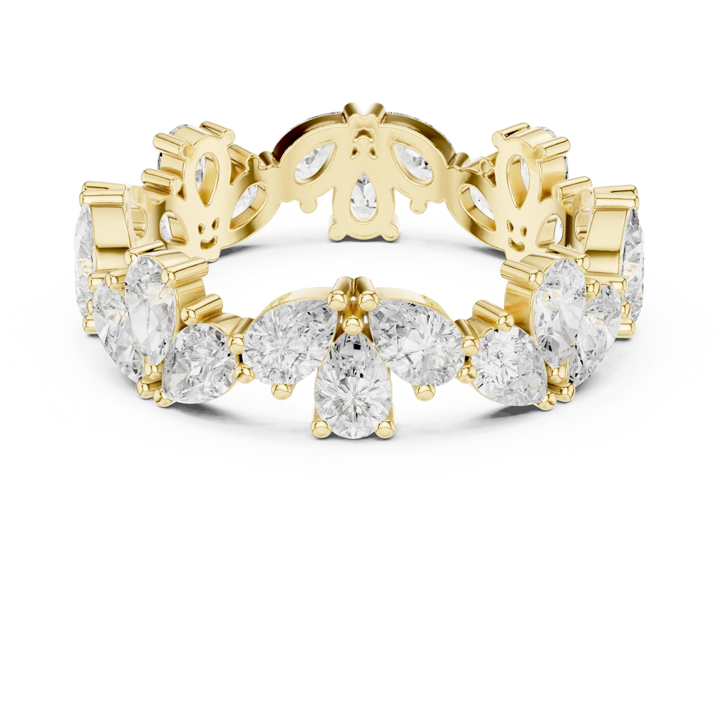 14K White Gold Pear Shape Diamond Cluster Eternity Ring