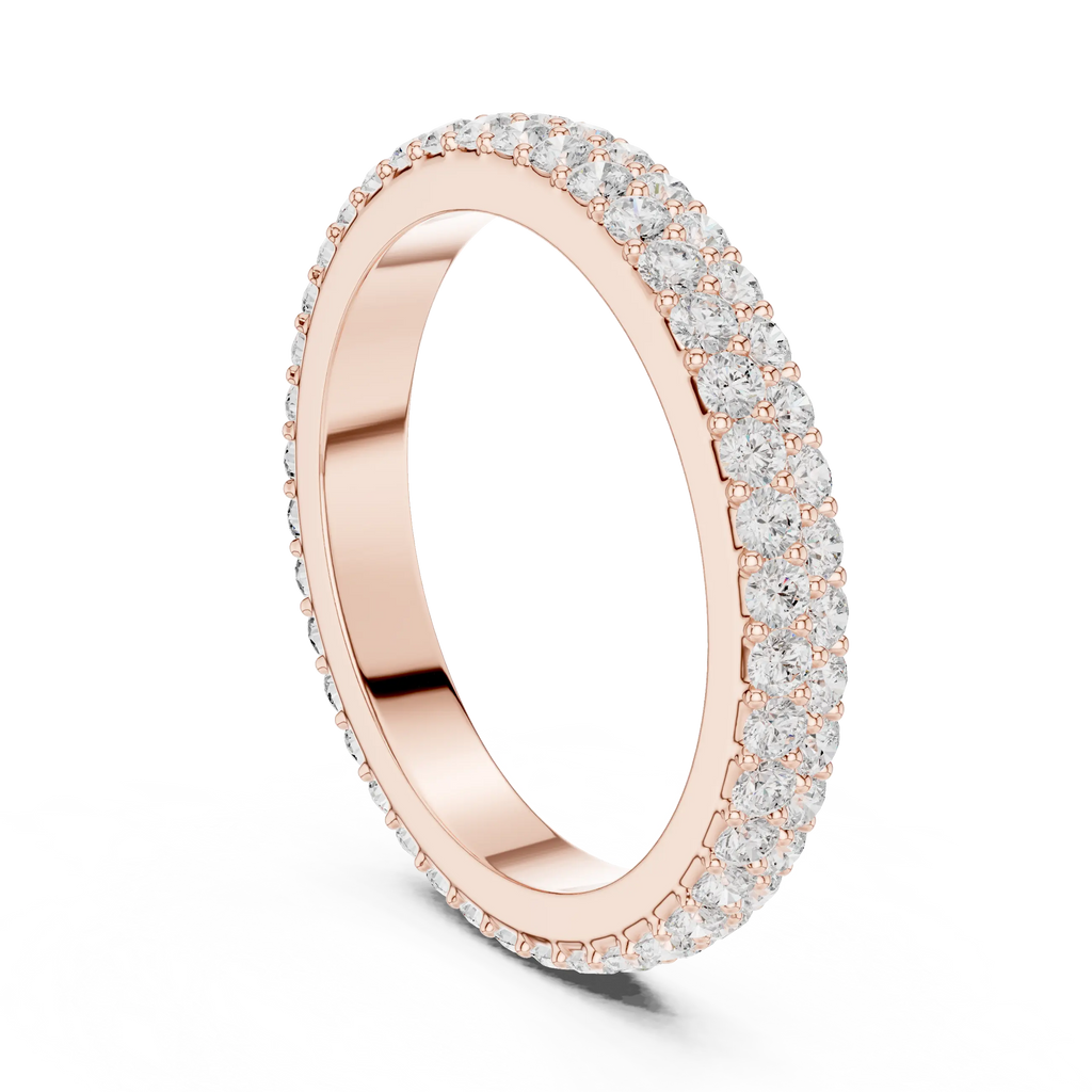 14K Rose Gold Double Row Diamond Pavé Eternity Ring