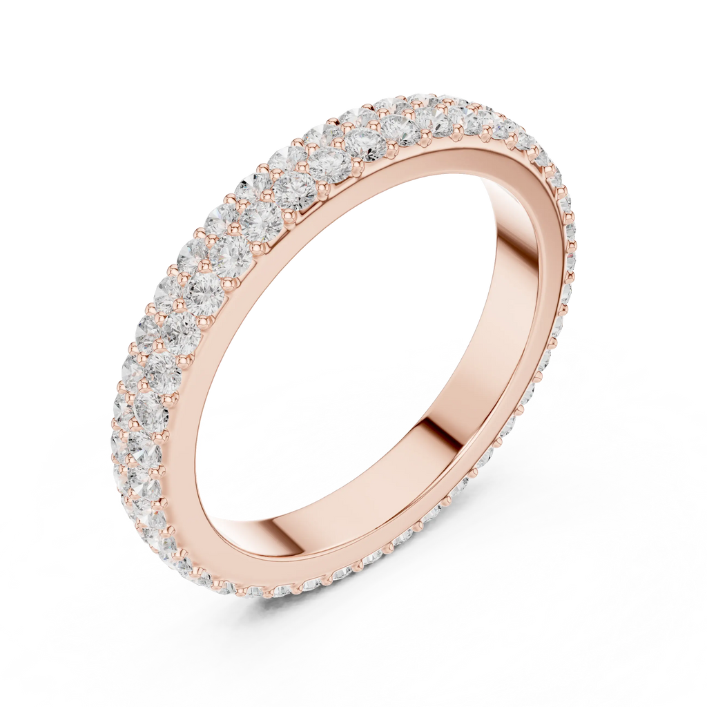 14K Rose Gold Double Row Diamond Pavé Eternity Ring