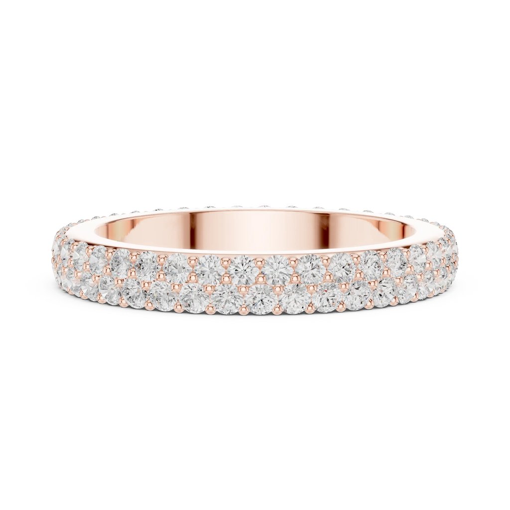 14K Rose Gold Double Row Diamond Pavé Eternity Ring
