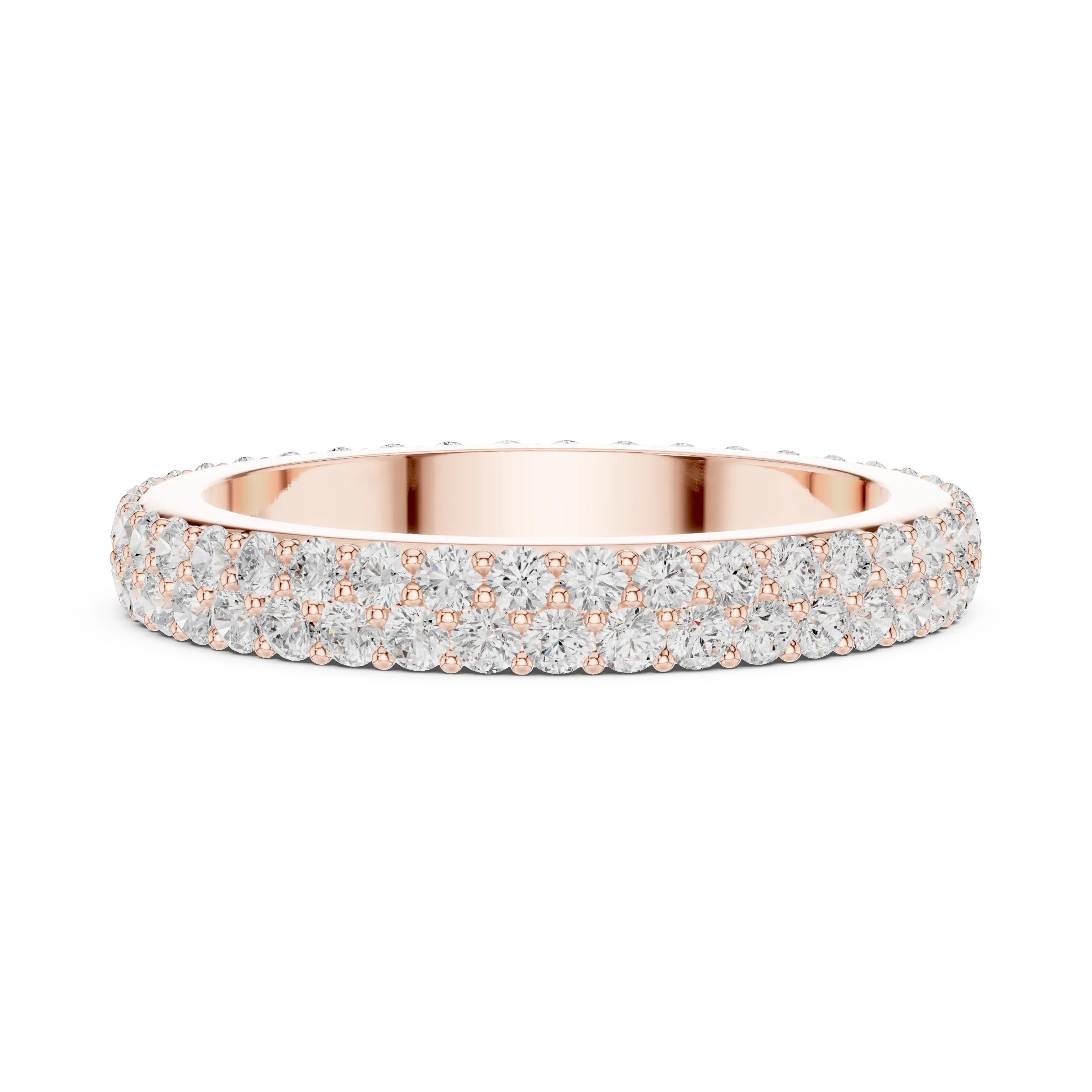 14K Rose Gold Double Row Diamond Pavé Eternity Ring