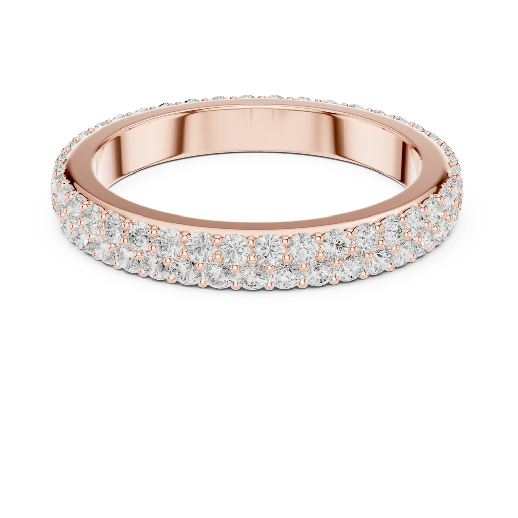 14K Rose Gold Double Row Diamond Pavé Eternity Ring