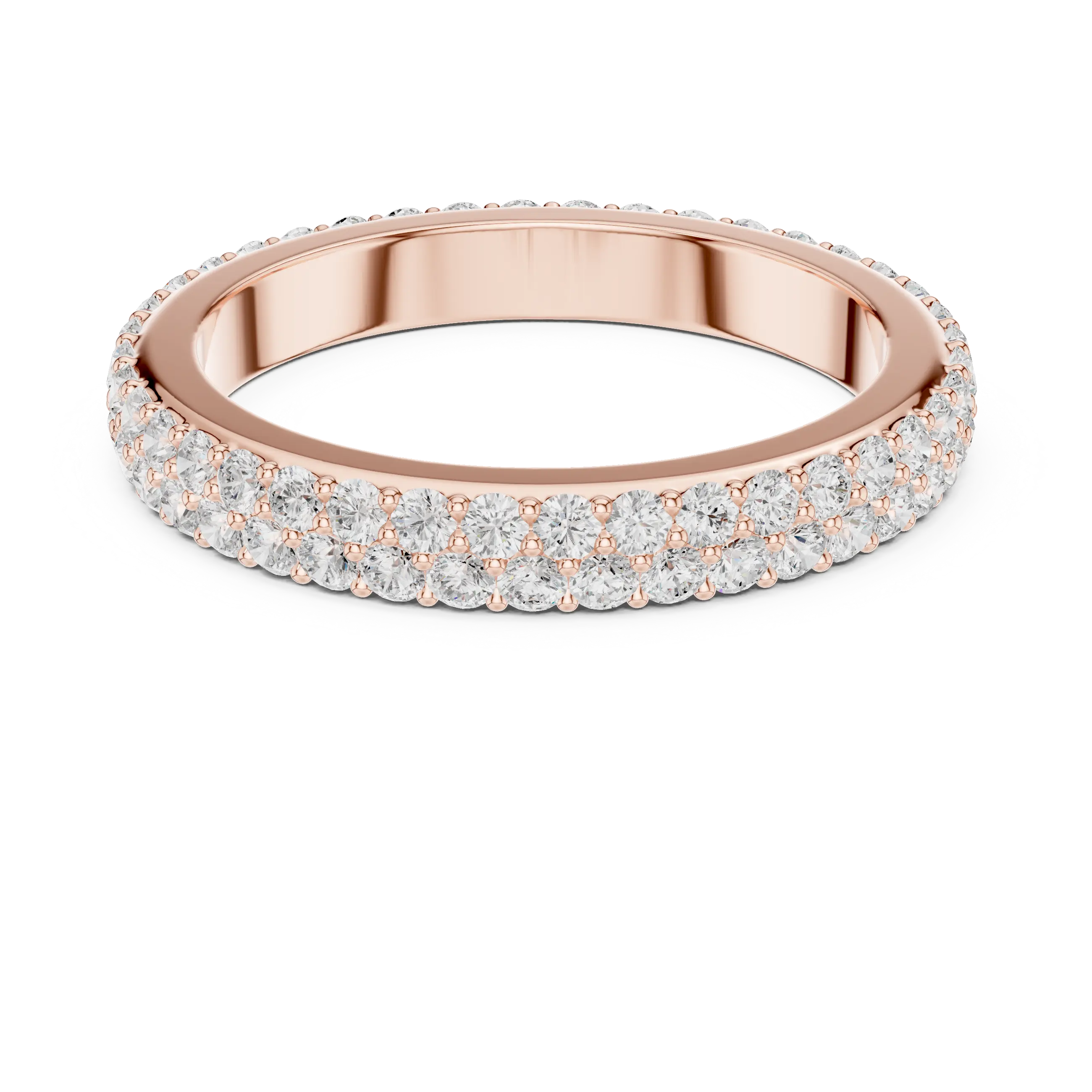 14K Rose Gold Double Row Diamond Pavé Eternity Ring