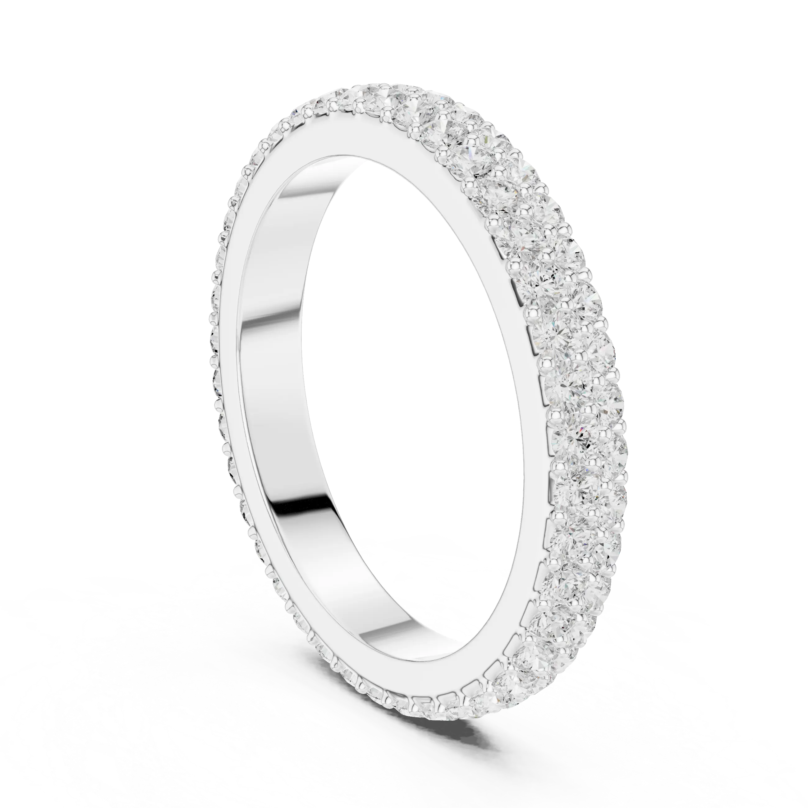 14K Rose Gold Double Row Diamond Pavé Eternity Ring