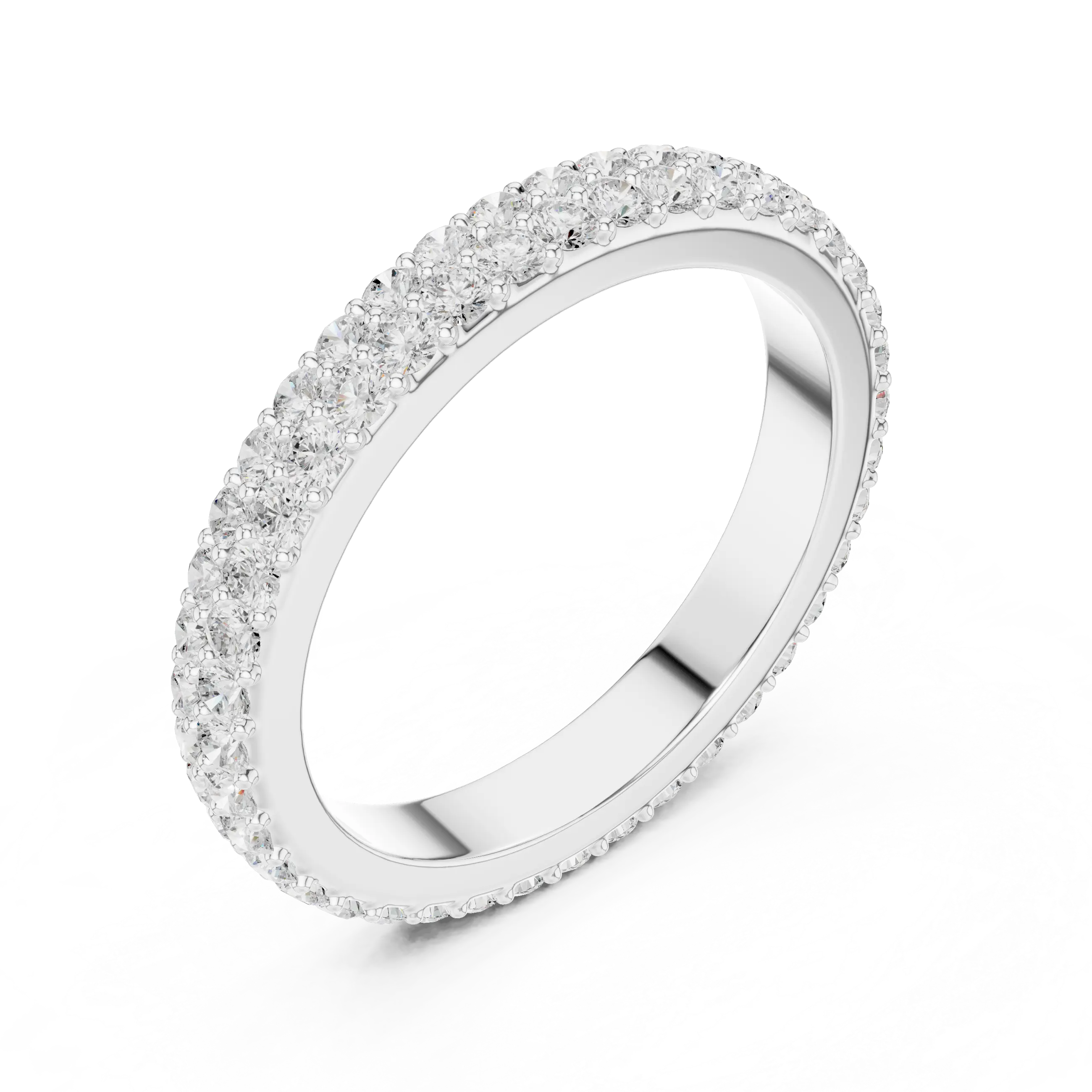 14K Rose Gold Double Row Diamond Pavé Eternity Ring