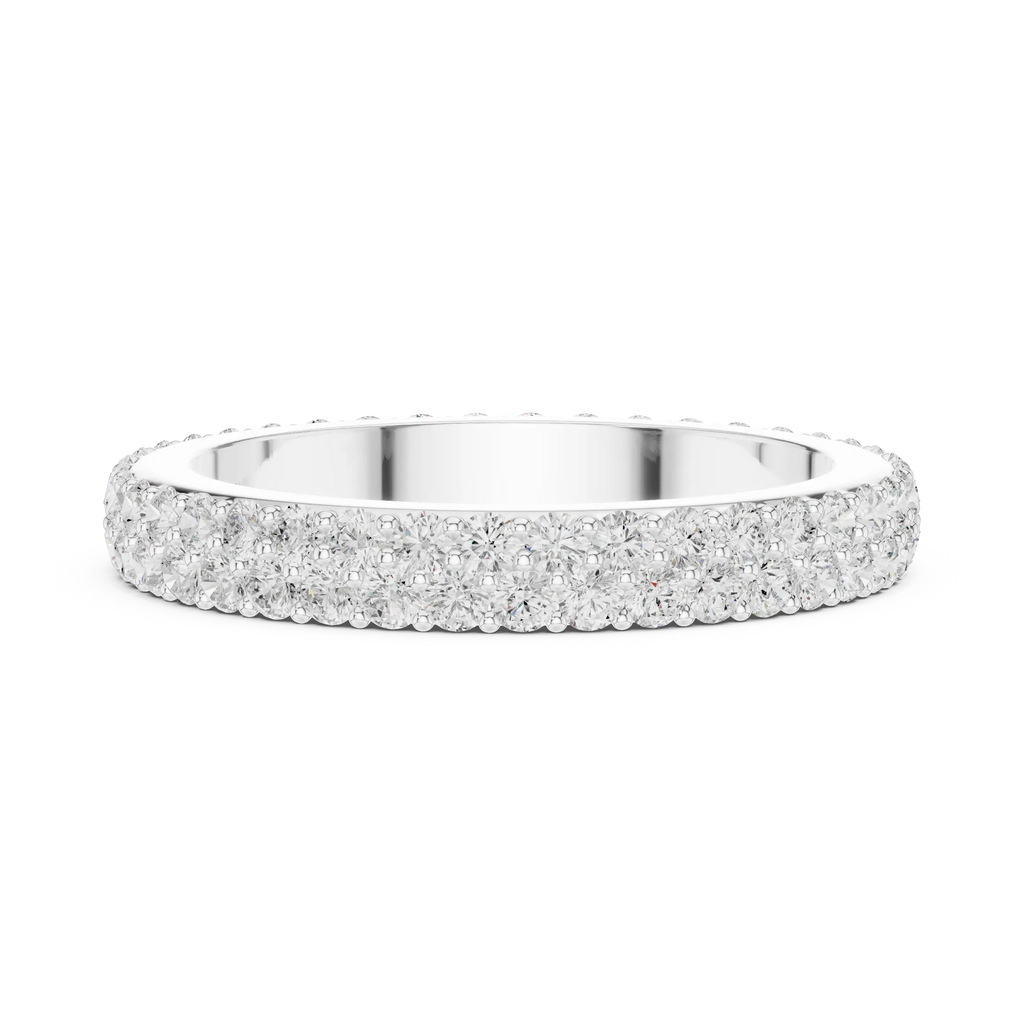 14K Rose Gold Double Row Diamond Pavé Eternity Ring