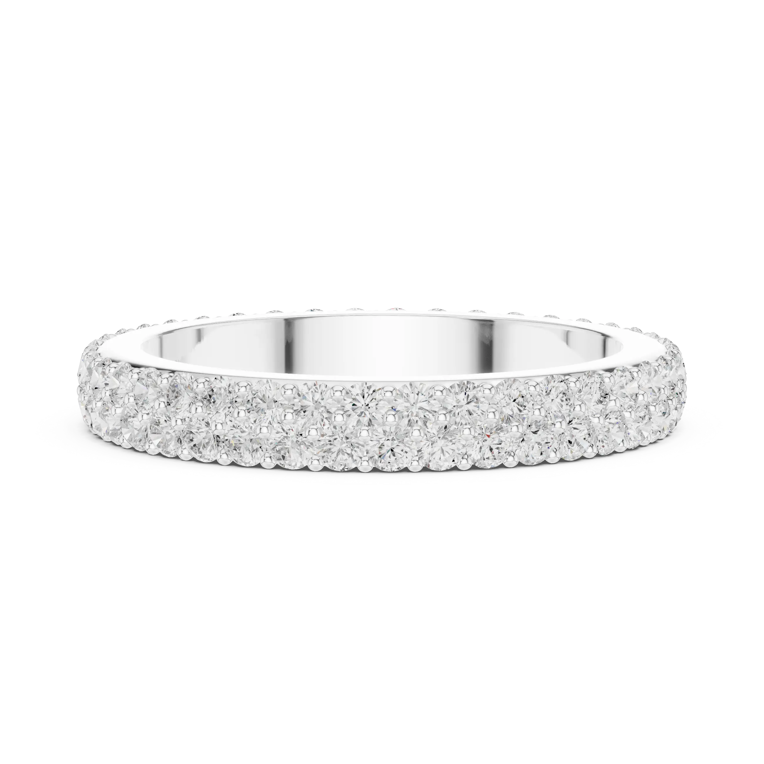 14K Rose Gold Double Row Diamond Pavé Eternity Ring