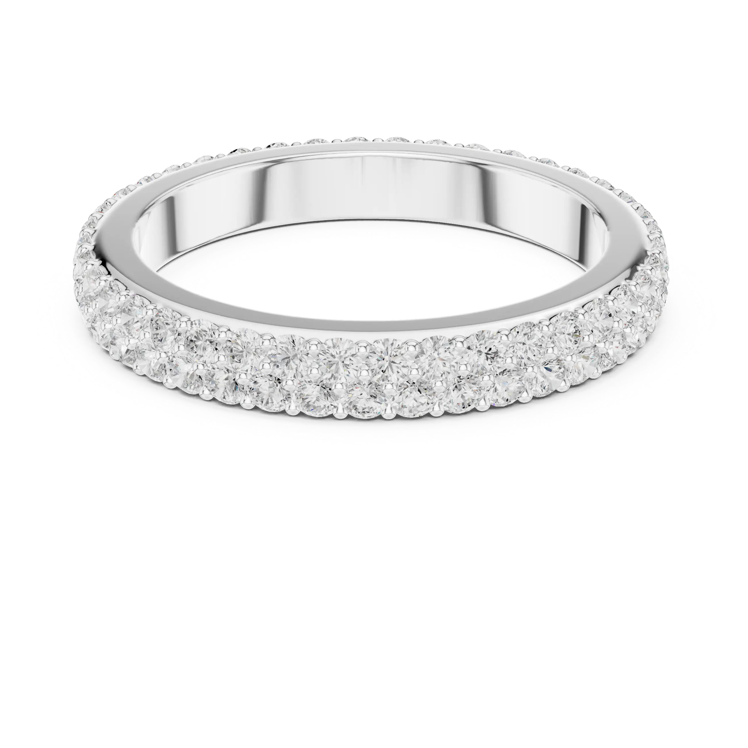 14K Rose Gold Double Row Diamond Pavé Eternity Ring