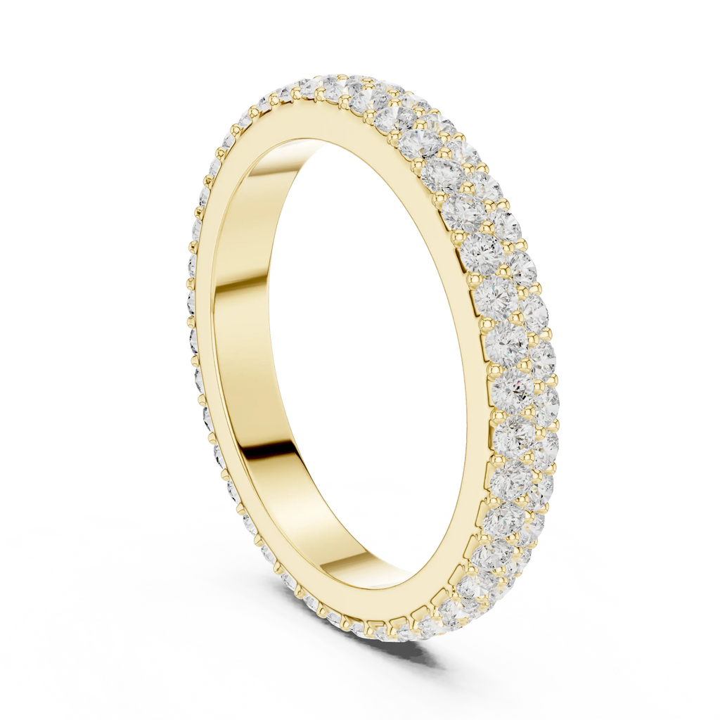 14K Rose Gold Double Row Diamond Pavé Eternity Ring