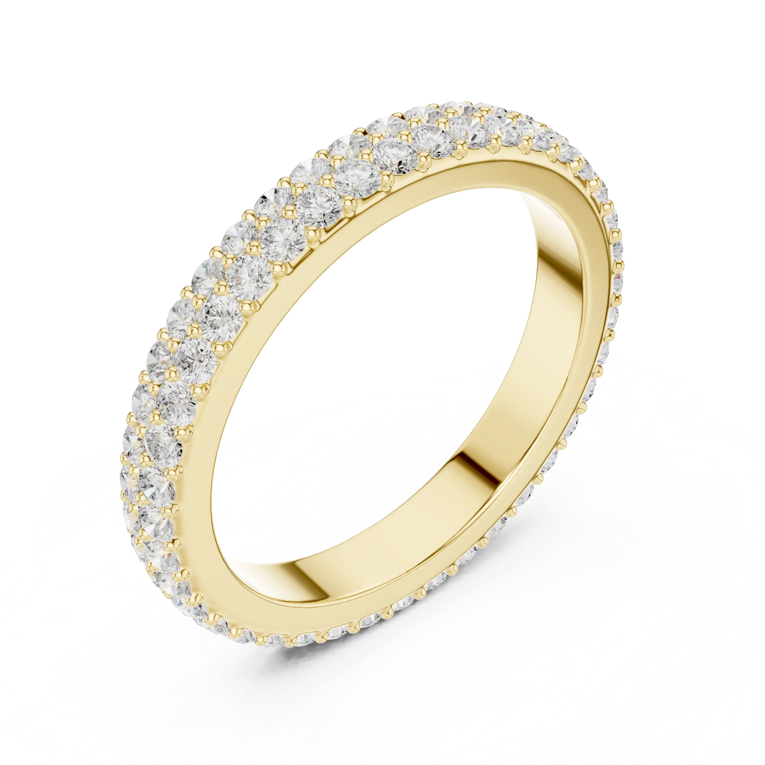 14K Rose Gold Double Row Diamond Pavé Eternity Ring