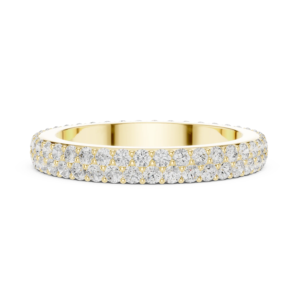 14K Rose Gold Double Row Diamond Pavé Eternity Ring