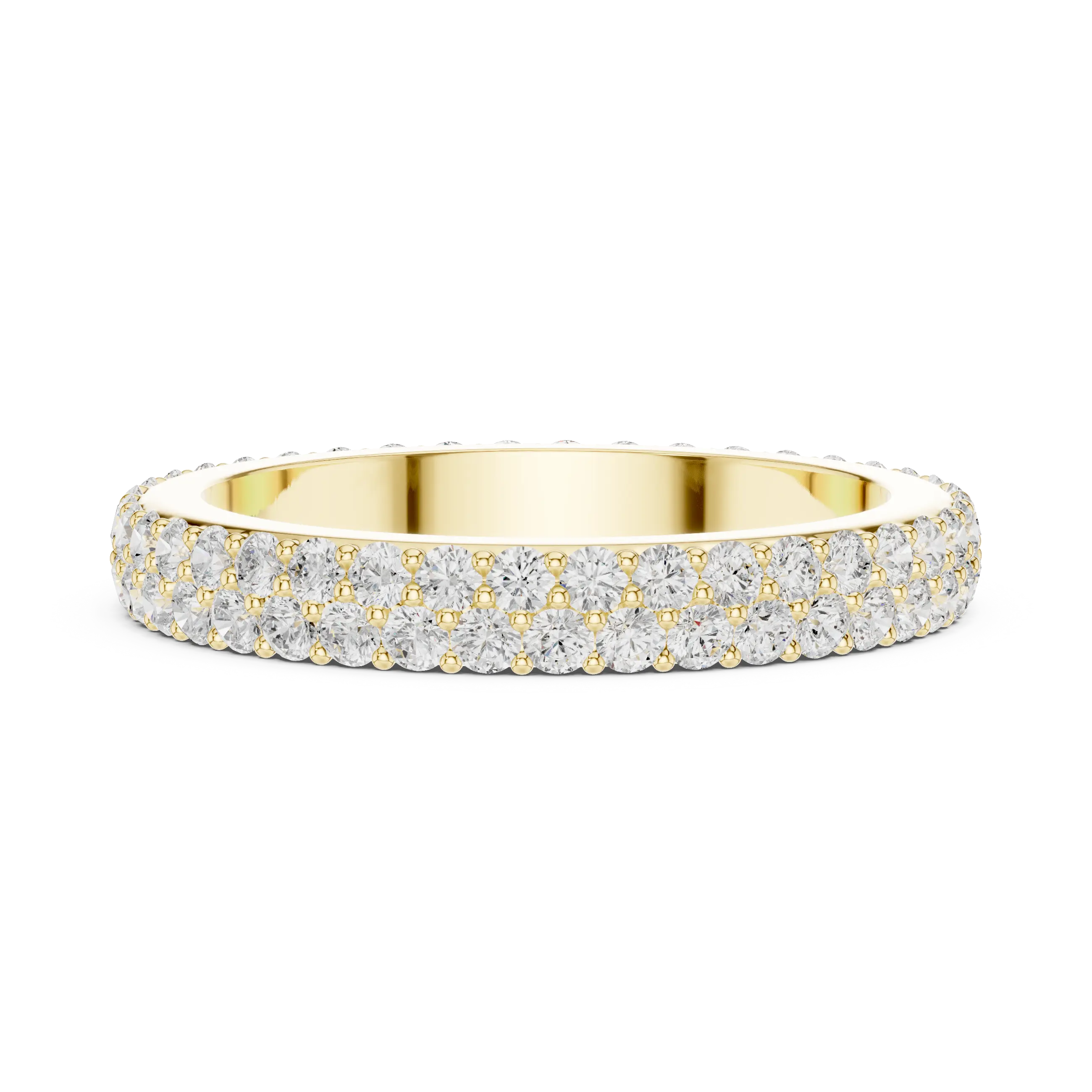 14K Rose Gold Double Row Diamond Pavé Eternity Ring