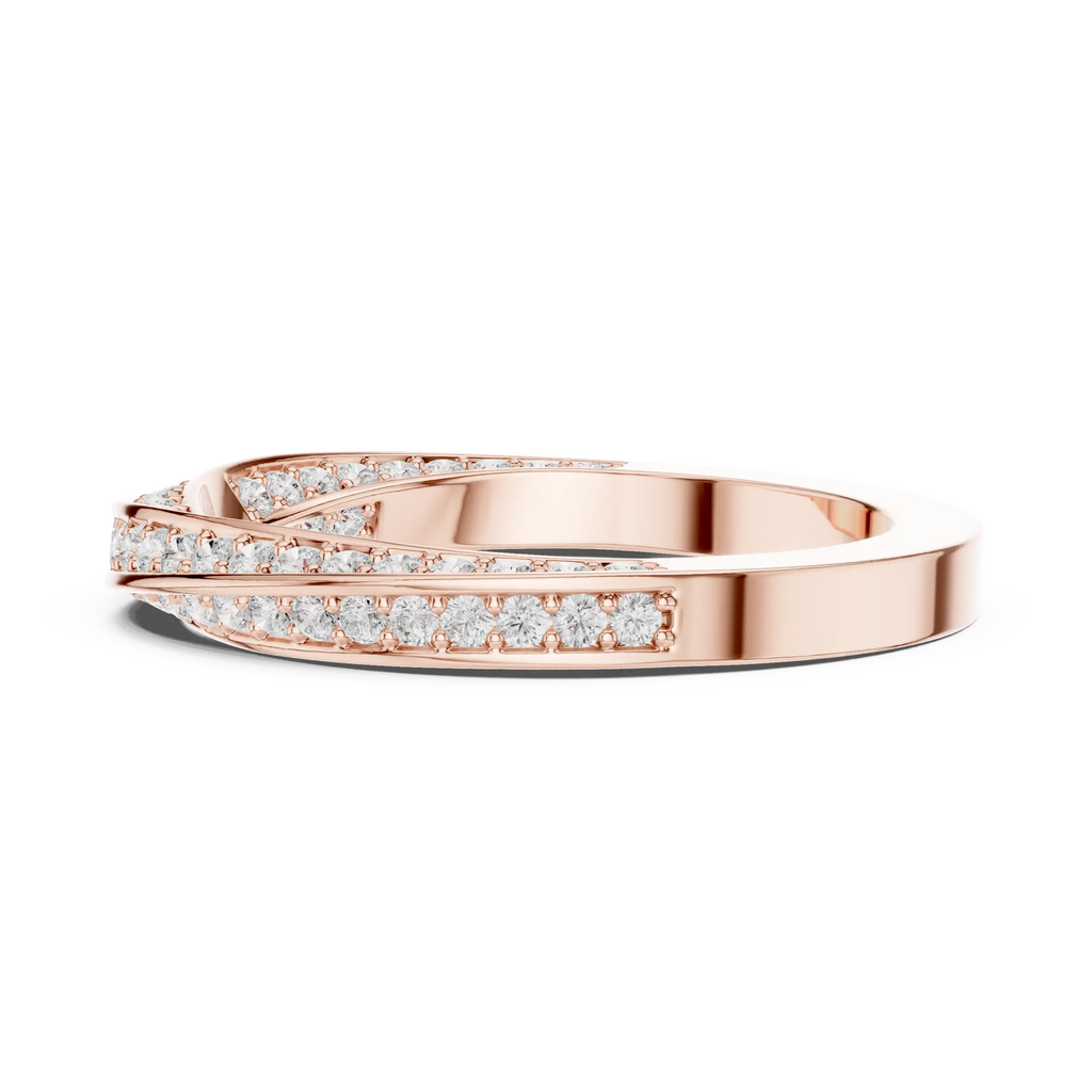 14K White Gold Criss Cross Lb Grown Diamond Pavé Band