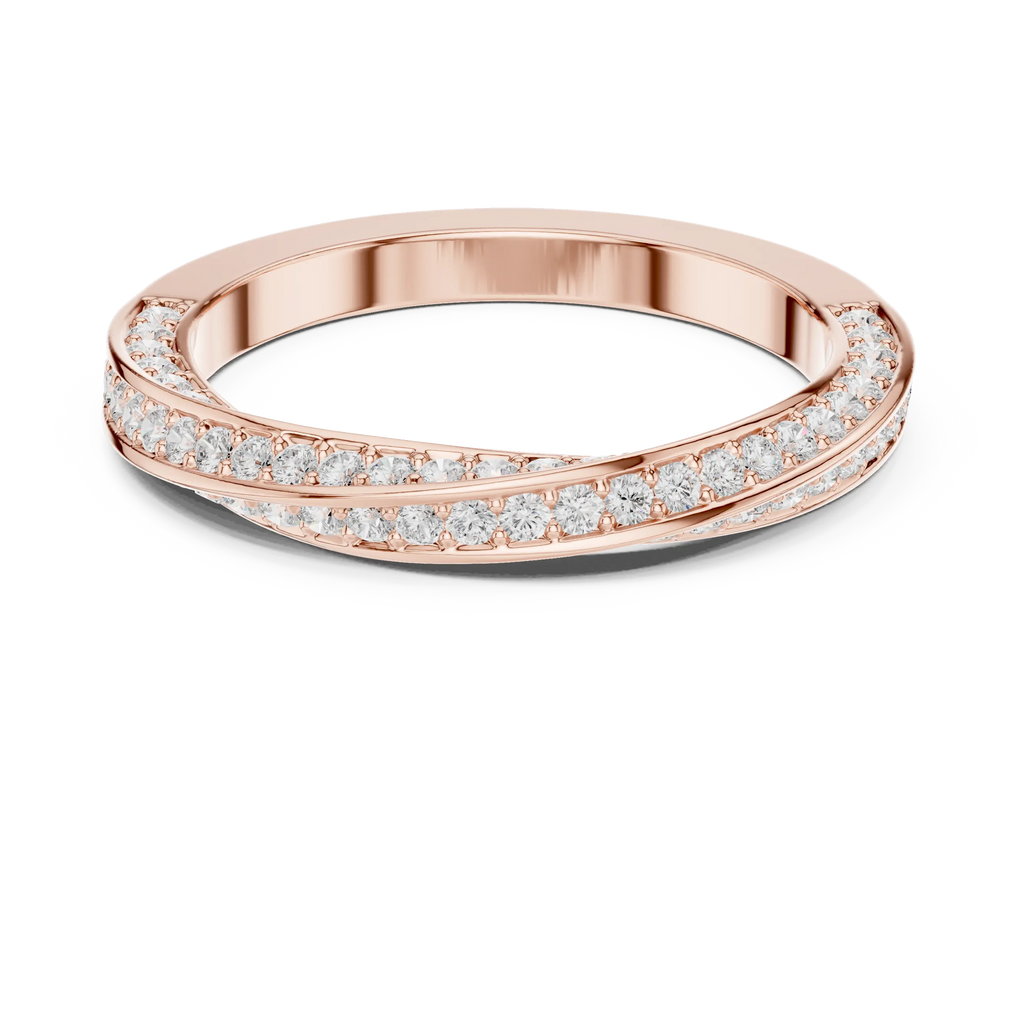 14K White Gold Criss Cross Lb Grown Diamond Pavé Band