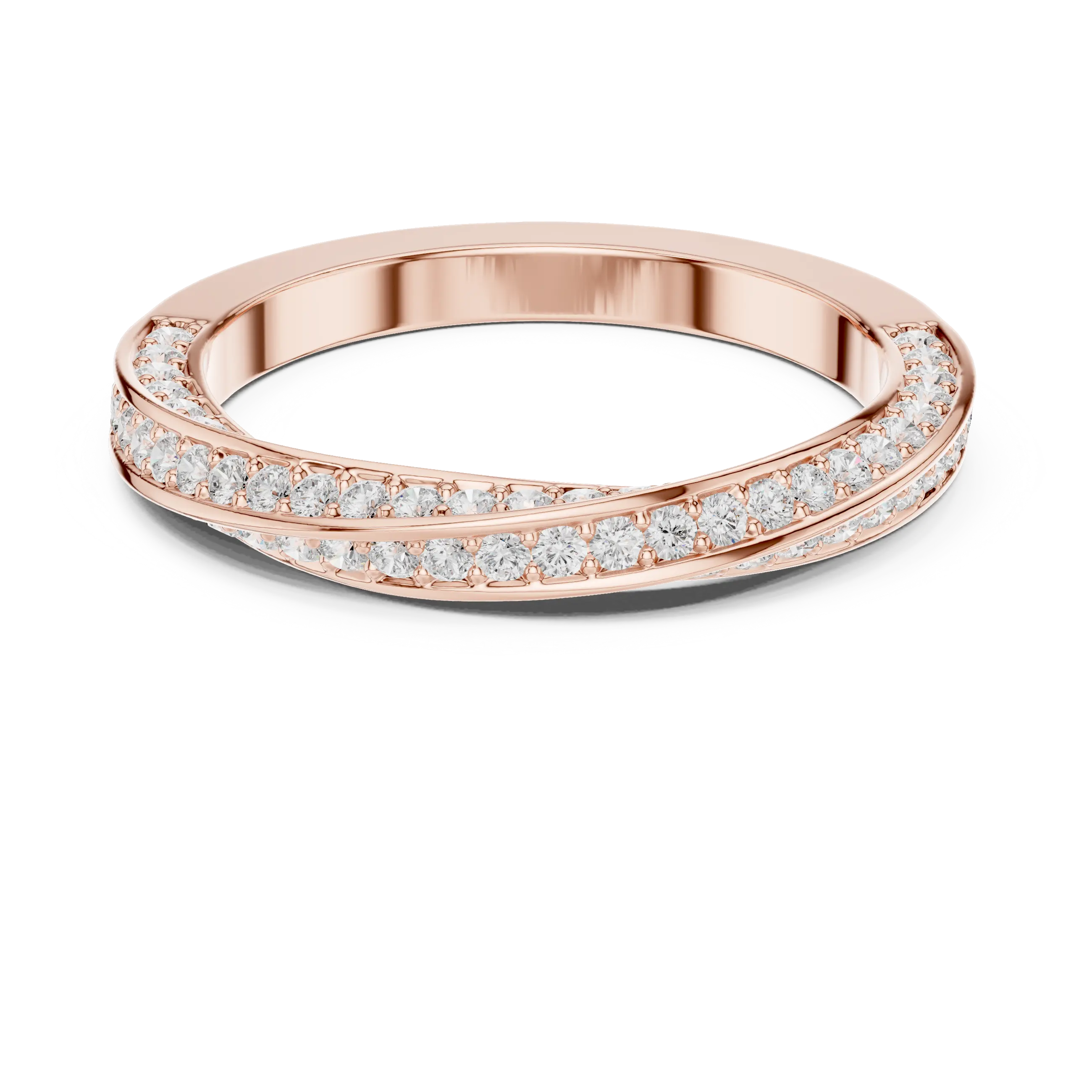14K White Gold Criss Cross Lb Grown Diamond Pavé Band