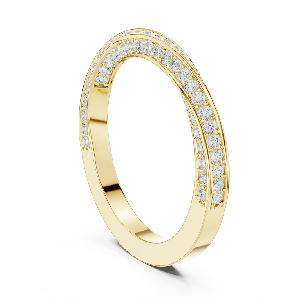 14K White Gold Criss Cross Lb Grown Diamond Pavé Band