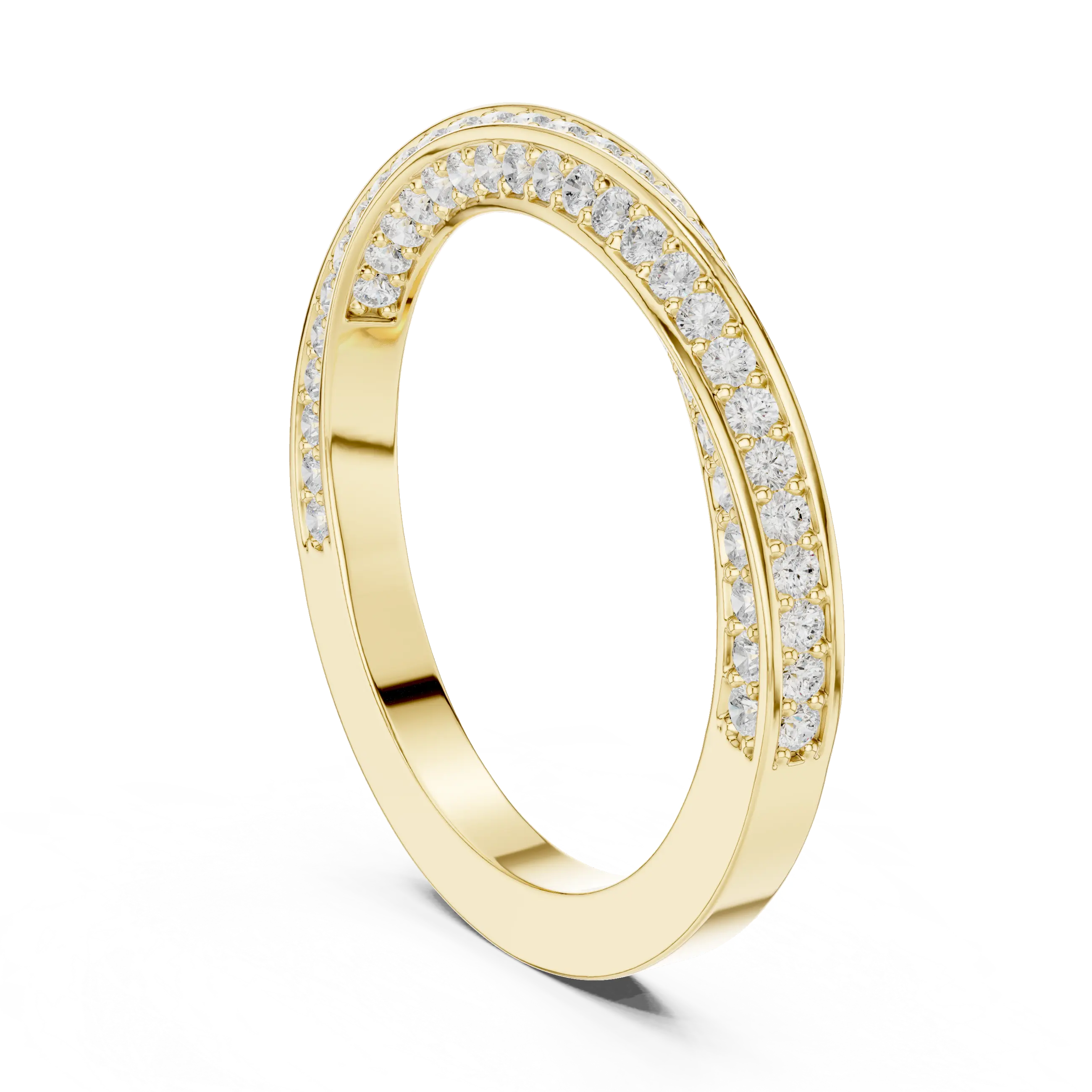14K White Gold Criss Cross Lb Grown Diamond Pavé Band