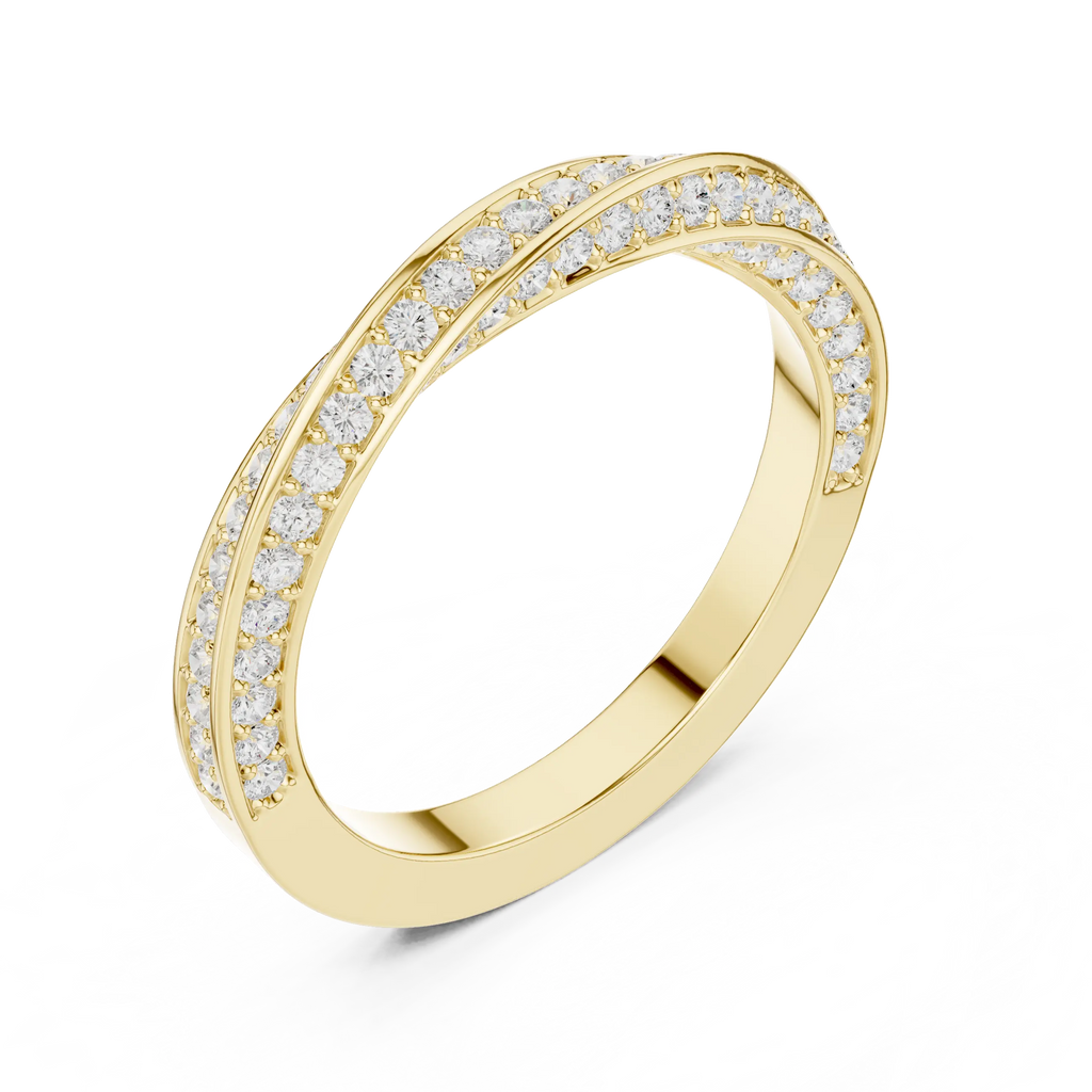 14K White Gold Criss Cross Lb Grown Diamond Pavé Band