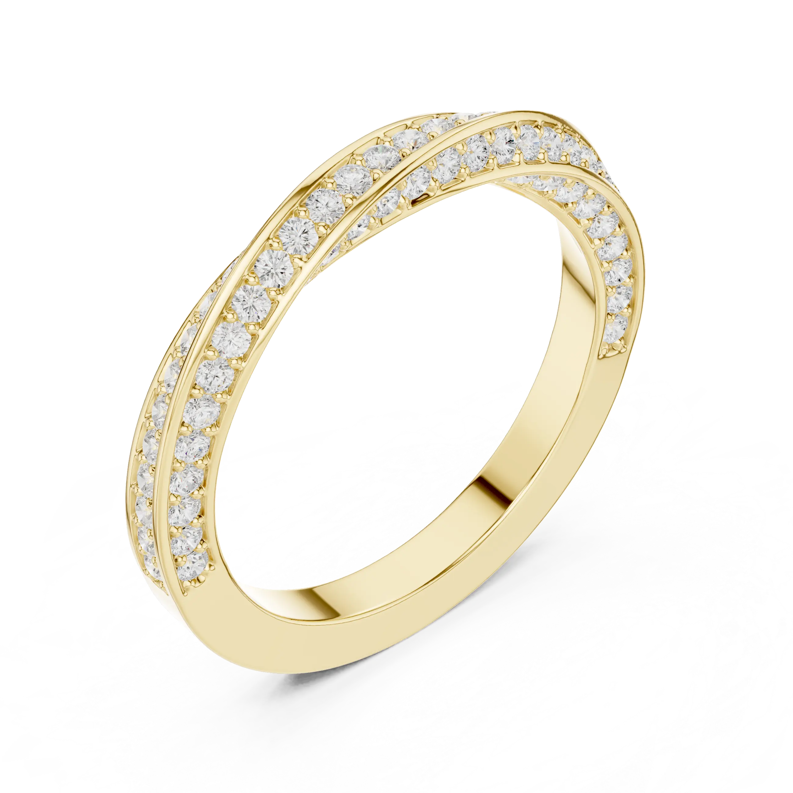 14K White Gold Criss Cross Lb Grown Diamond Pavé Band