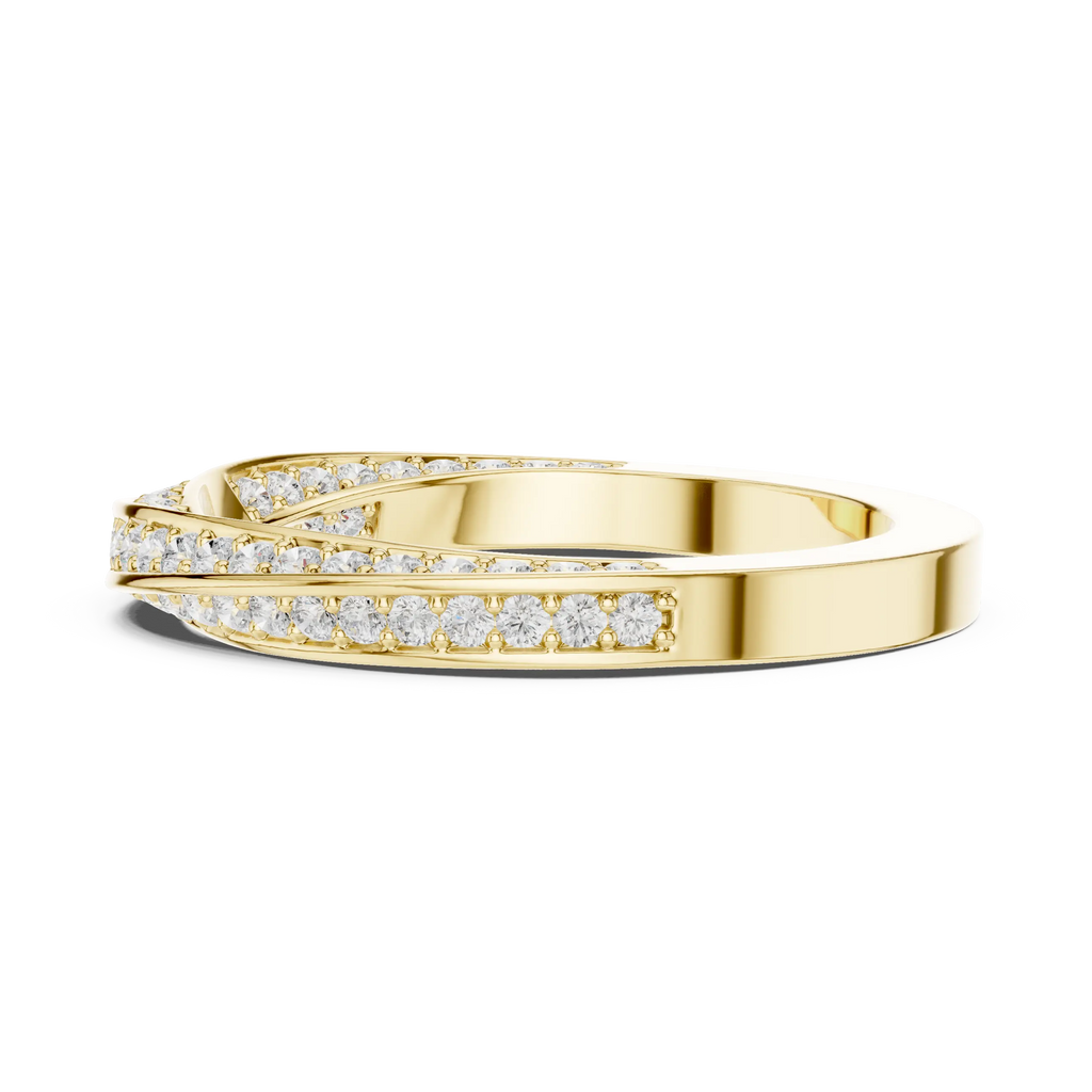 14K White Gold Criss Cross Lb Grown Diamond Pavé Band