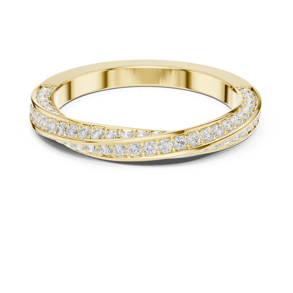 14K White Gold Criss Cross Lb Grown Diamond Pavé Band