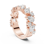 14K White Gold Multi-Shape Diamond Half Eternity Band