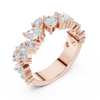 14K White Gold Multi-Shape Diamond Half Eternity Band