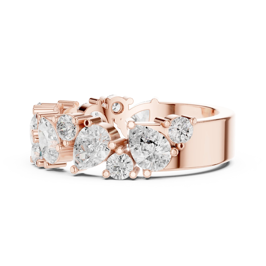 14K White Gold Multi-Shape Diamond Half Eternity Band