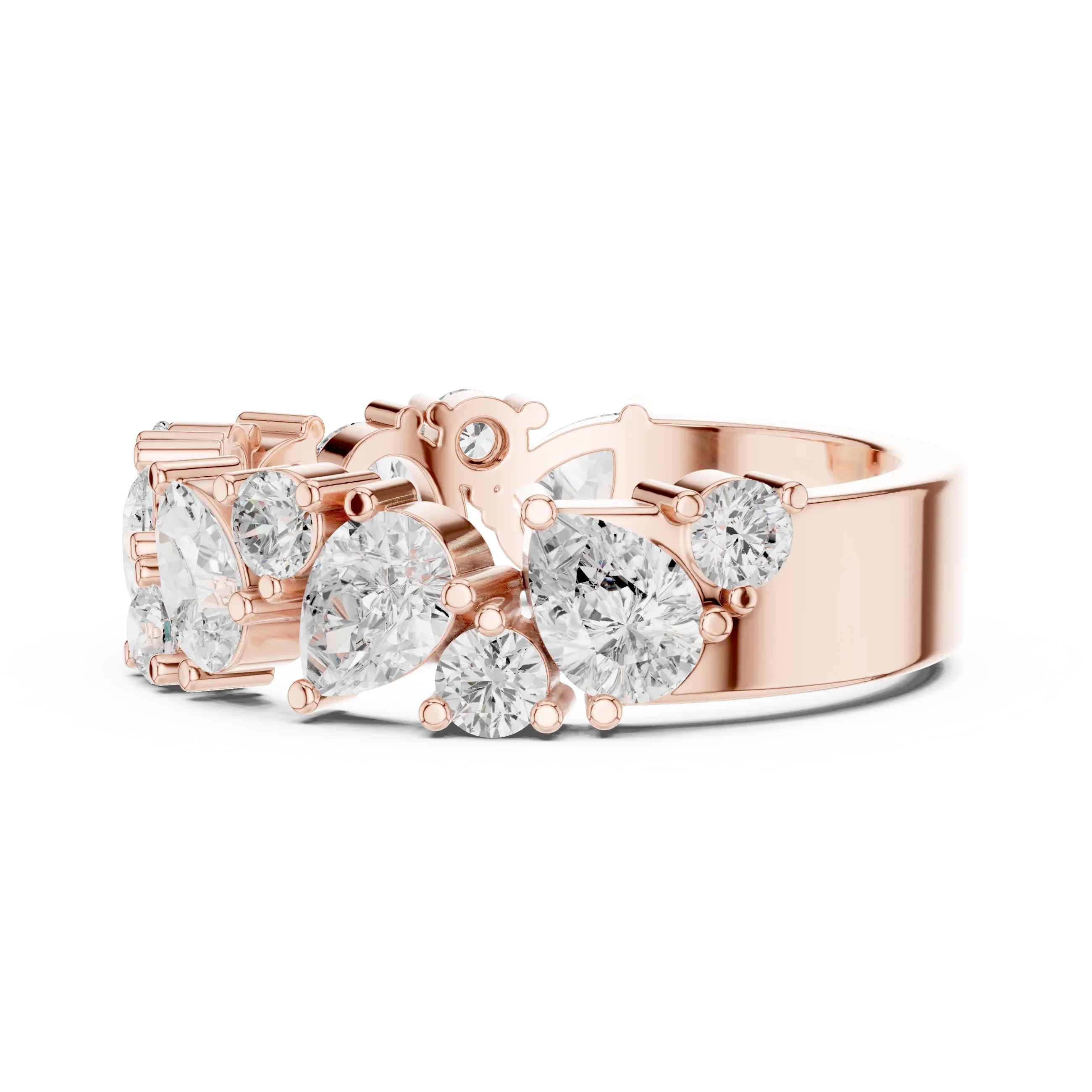 14K White Gold Multi-Shape Diamond Half Eternity Band