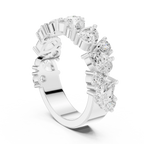 14K White Gold Multi-Shape Diamond Half Eternity Band