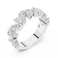 14K White Gold Multi-Shape Diamond Half Eternity Band