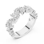 14K White Gold Multi-Shape Diamond Half Eternity Band