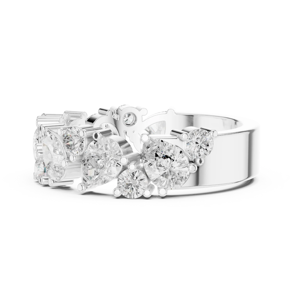 14K White Gold Multi-Shape Diamond Half Eternity Band