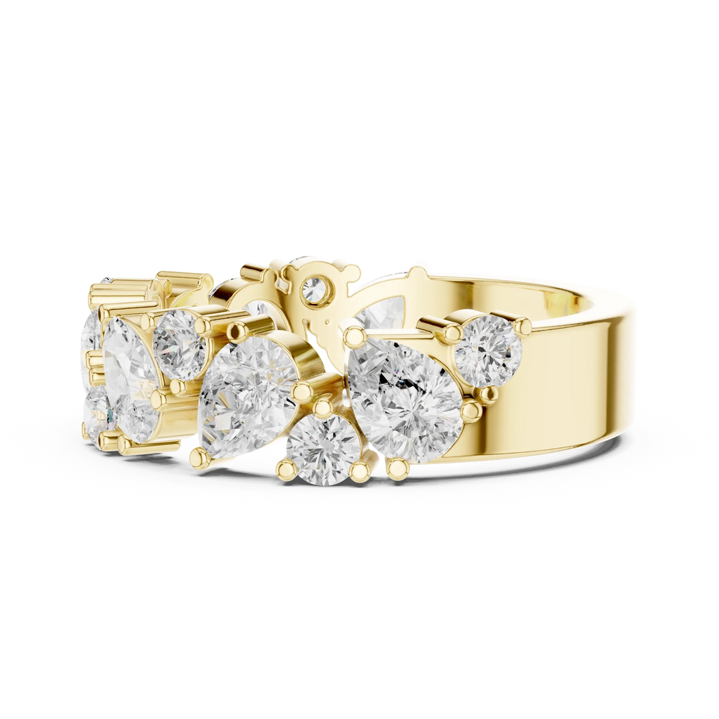14K White Gold Multi-Shape Diamond Half Eternity Band