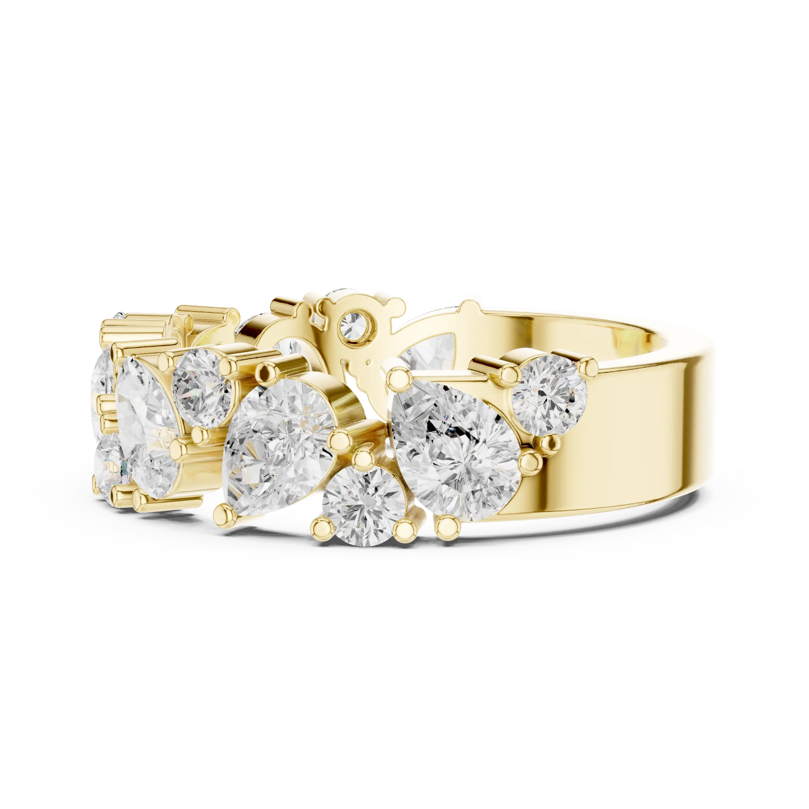14K White Gold Multi-Shape Diamond Half Eternity Band