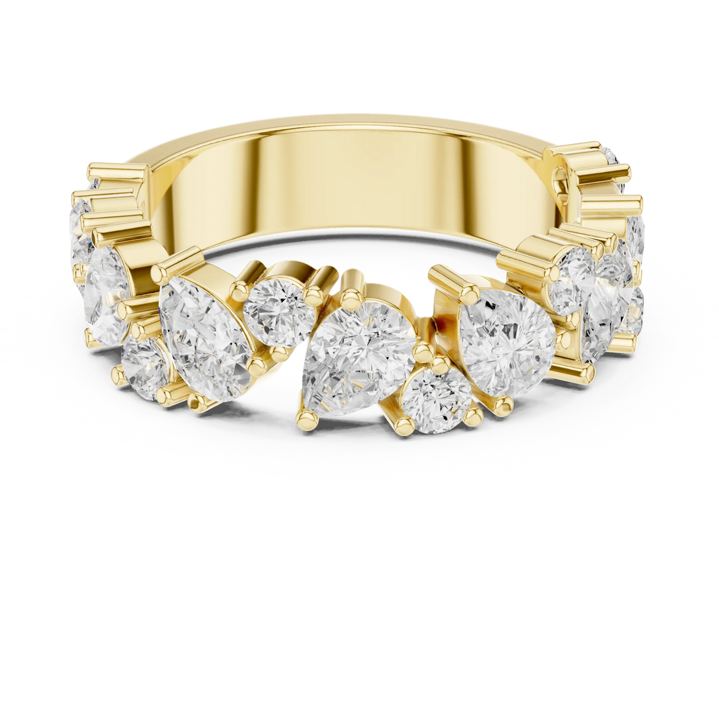 14K White Gold Multi-Shape Diamond Half Eternity Band