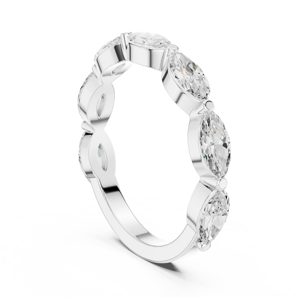 14K White Gold East-West Marquise Diamond Eternity Ring