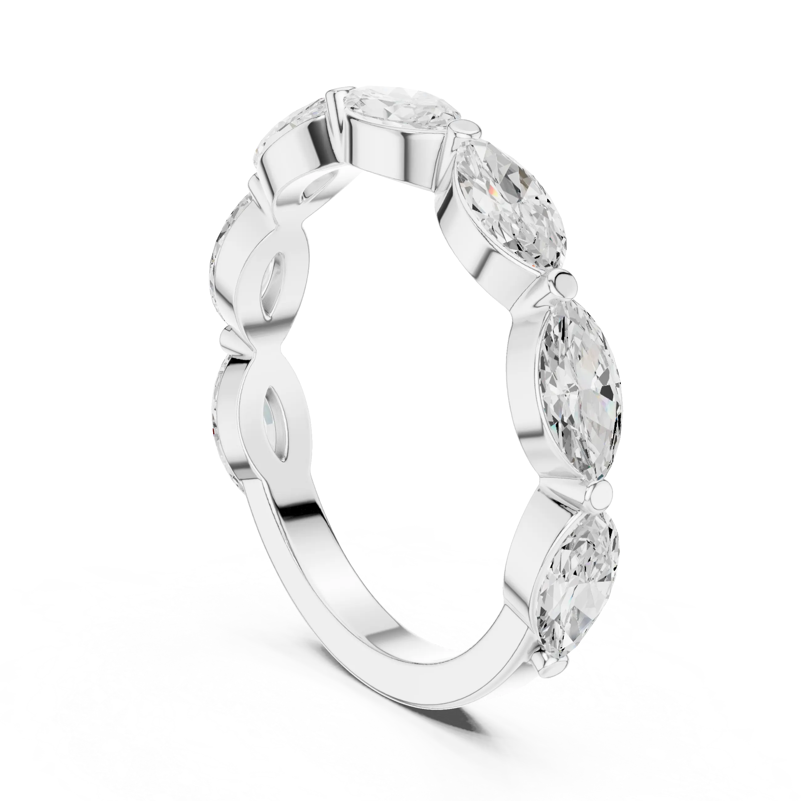 14K White Gold East-West Marquise Diamond Eternity Ring
